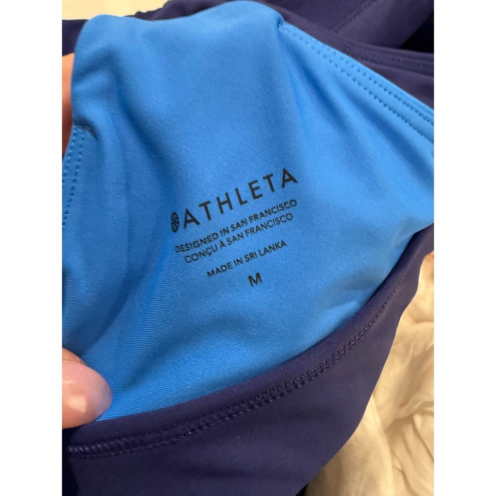 SET Athleta Interval Stash Tipped 7/8 Leggings Marine Ultramarine and Top - Picture 5 of 6